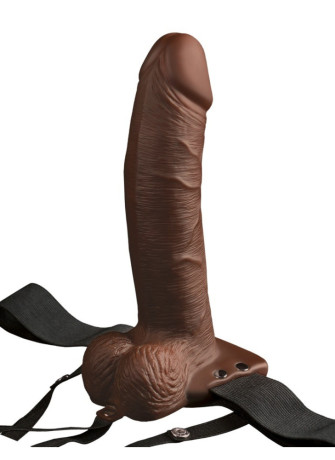 8" Hollow Rechargeable Strap-on with Remote